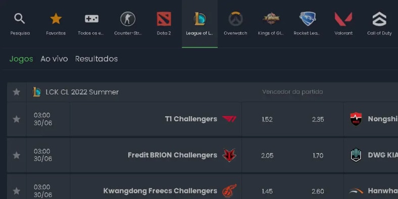 apostas em esports no sportsbet.io