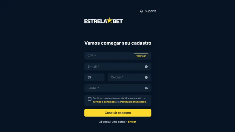 como se cadastrar na estrela bet