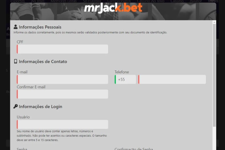 mr jack cadastro