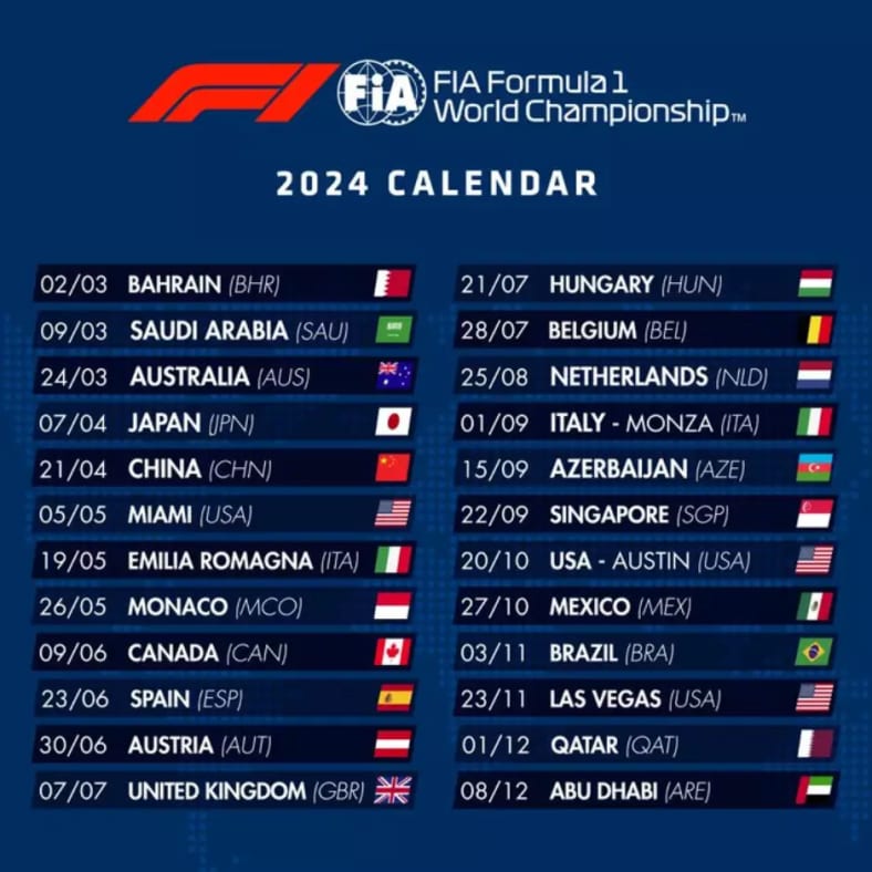 calendario f1 2024
