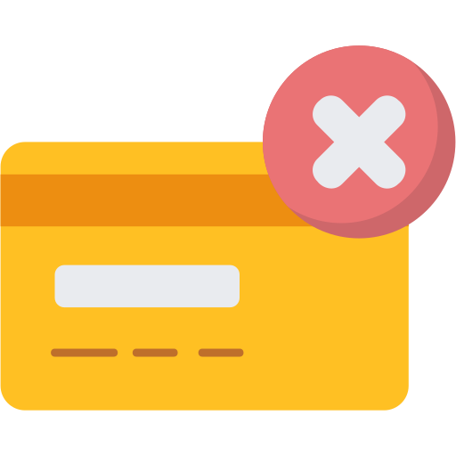 Icon with an animated credit card declined
