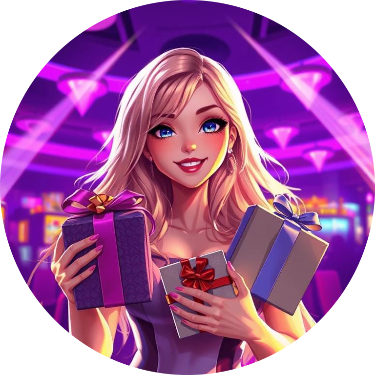 Image with an animated girl holding several gifts