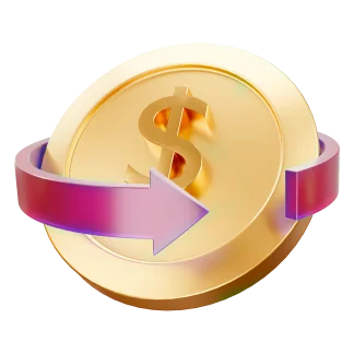 icon with a gold coin with a dollar sign and the circular arrow around it