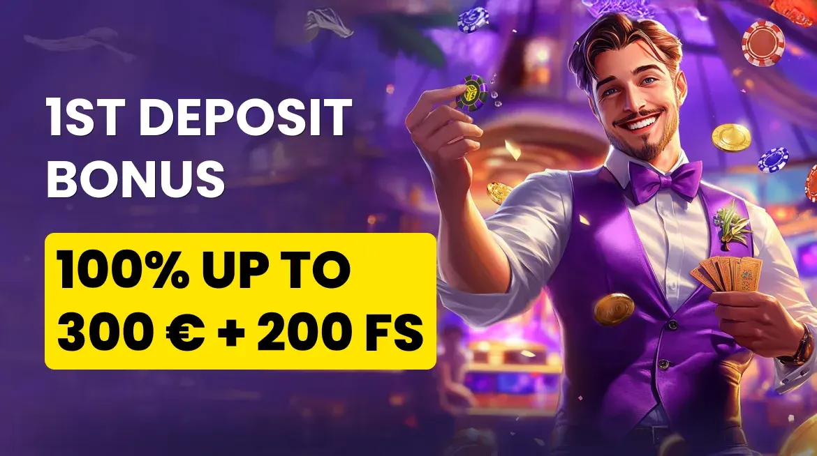 animated banner for the Playfina Casino first deposit bonus