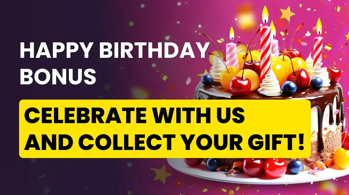 animated banner for the Playfina Casino birthday bonus