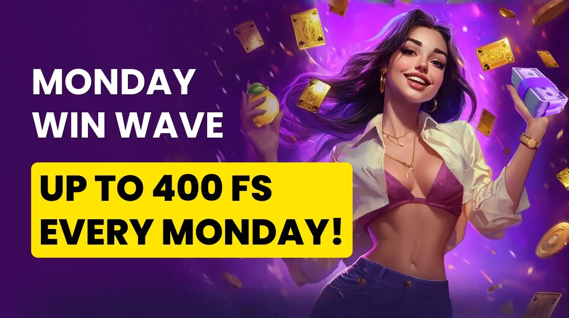 animated banner for the Playfina Casino Monday bonus