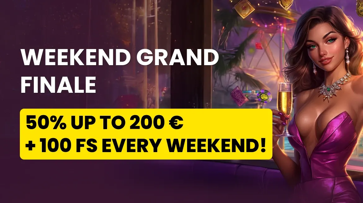 animated banner for the Playfina Casino weekend bonus