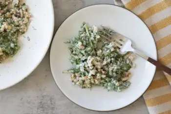 Pearled Farro Salad with Arugula, Pecorino, and Creamy Horseradish Dressing