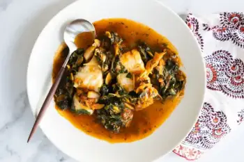 Cod Stew with Tomato, Anchovy and Swiss Chard