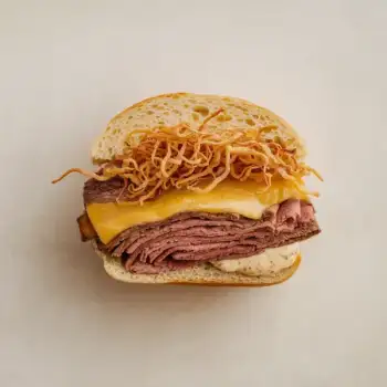 Tender Roast Beef and Crispy Shallot Sandwich
