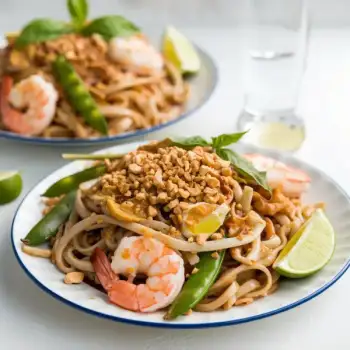 Shrimp Pad Thai with Sugar Snap Peas and Basil