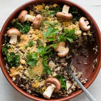 Hearty Wild Rice & Mixed Mushroom Bake
