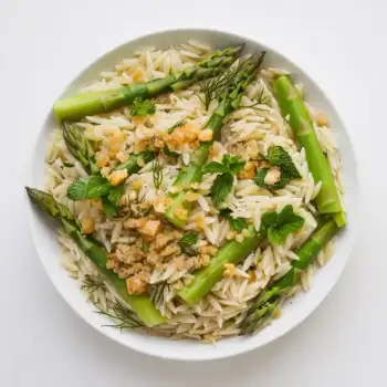 Asparagus & Lemon Orzo with Garlic-Parmesan Crumbs