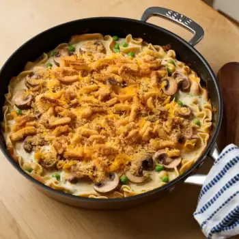 Creamy Mushroom & Chicken Noodle Bake for Two