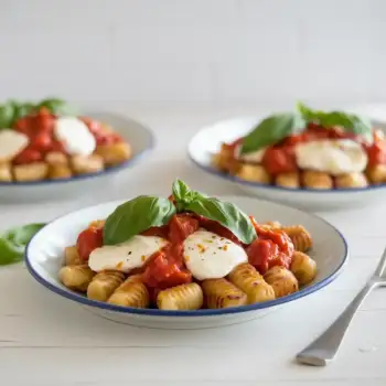 Crispy Gnocchi With Burst Tomatoes and Mozzarella