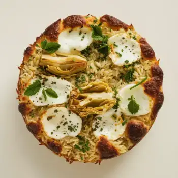 Baked Orzo with Artichokes and Cheese