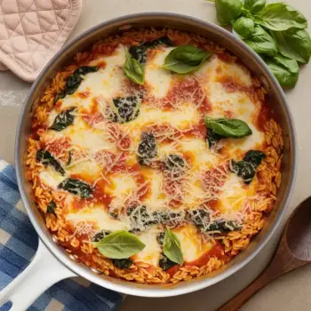Cheesy Baked Orzo with Marinara