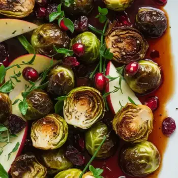 Crispy Roasted Brussels Sprouts with Apple-Cherry Dressing