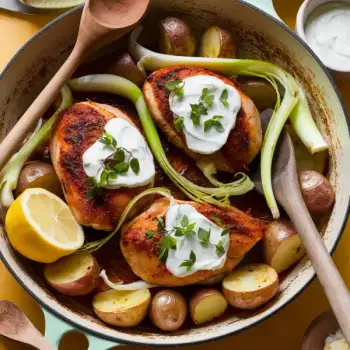 Harissa Chicken with Leeks, Potatoes, and Yogurt