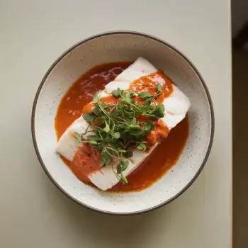 Steamed Halibut with Gochujang Mayo