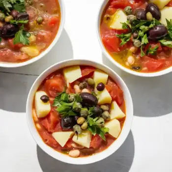Potato and White Bean Puttanesca Soup