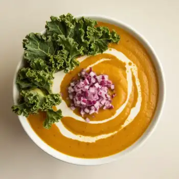 Curried Coconut Butternut Squash Soup with Kale