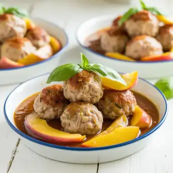 Pork & Peach Skillet Meatballs with Basil-Lime Sauce