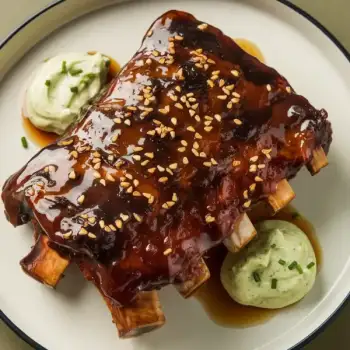 Cola-Braised Sweet and Sticky BBQ Ribs with Chive Dip