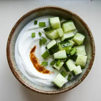 Smashed Cucumbers and Scallions over Garlicky Yogurt