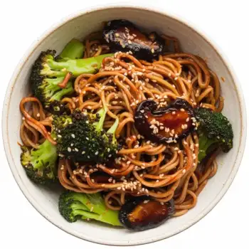 Fiery Sesame Shiitake & Broccoli Noodles