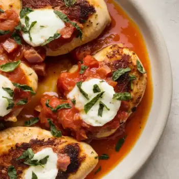 Tuscan-Inspired Chicken with Tomato-Pancetta Sauce and Melted Mozzarella