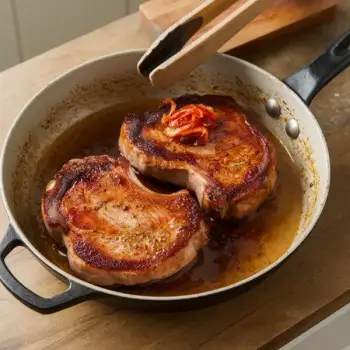 Seared Pork Chops with Kimchi
