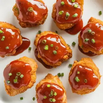 Crispy Chicken Bites in Spicy Ketchup Glaze