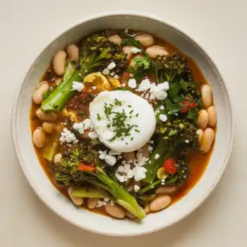 Hearty Harissa White Bean and Broccoli Rabe Stew
