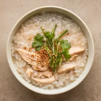 Savory Chicken Rice Porridge (Chicken Congee)