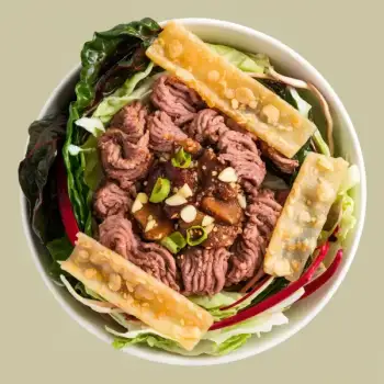 Crispy Wonton Pork and Vegetable Bowls