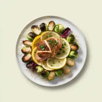 Crispy Lemon-Parsley Chicken with Roasted Brussels Sprouts