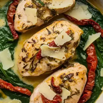 Sundried Tomato Parmesan Chicken in a Creamy Spinach Sauce