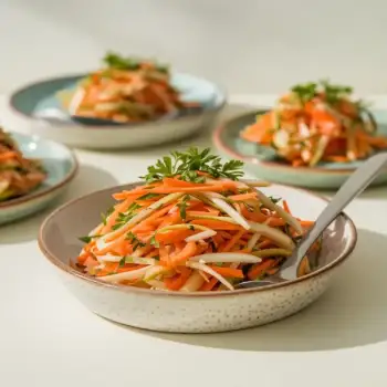 Crisp Parsnip & Carrot Slaw with Ginger Vinaigrette