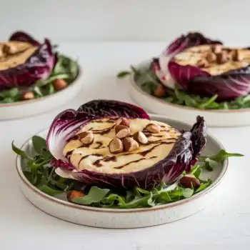 Warm Radicchio and Arugula Salad with Hazelnuts and Melted Cheese