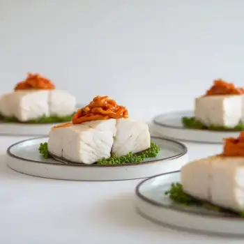 Steamed Halibut with Gochujang Mayo