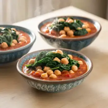 Spiced Chickpea and Spinach Stew with Tomato Essence