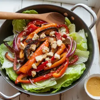 Roasted Pepper Salad with Butter Lettuce and Creamy Queso Añejo Dressing