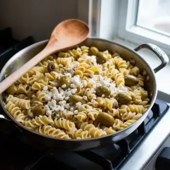 Lively Lemon-Infused Pasta with Feta and Green Olives