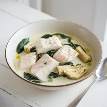 Creamy Cod and Spinach Artichoke Stew