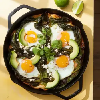 Swiss Chard and Avocado Shakshuka with Lime