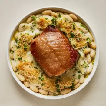 Braised Pork Shoulder and Shell Bean Gratin