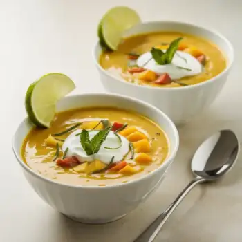 Summer Squash & Spice Medley Soup with Mint-Infused Yogurt
