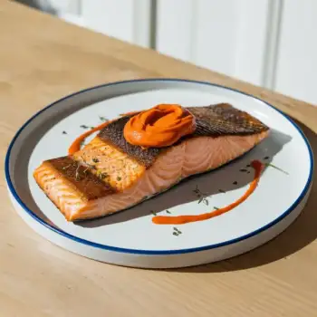 Seared Salmon with Spicy Red Pepper Aioli