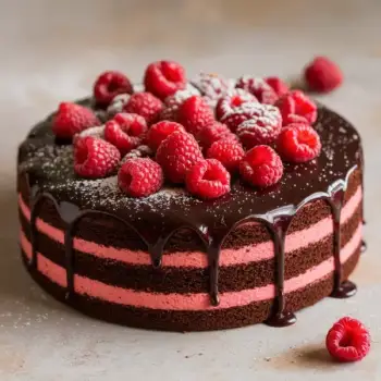 Decadent Raspberry Ripple Chocolate Cake